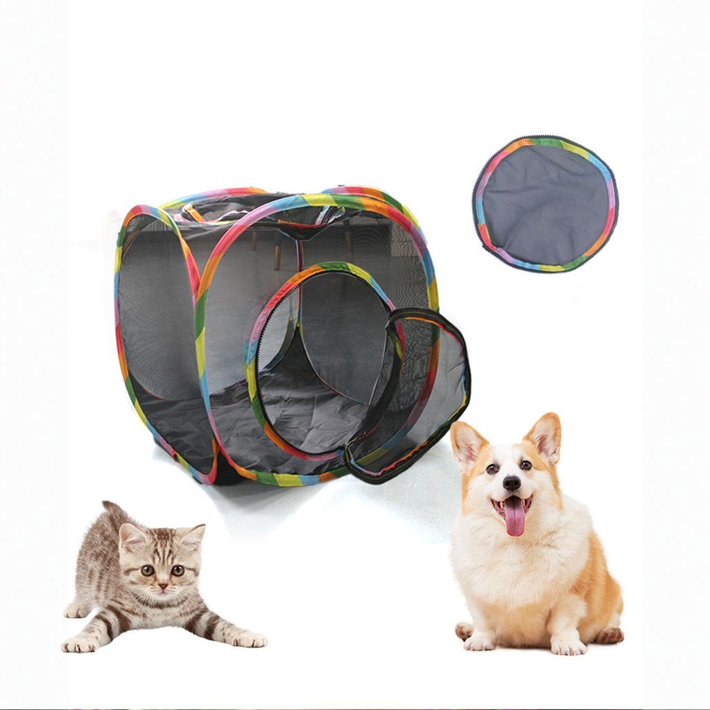 Faltbarer Netz-Tunnel Atmungsaktiver Haustier-Spieltunnel für Katzen Klein