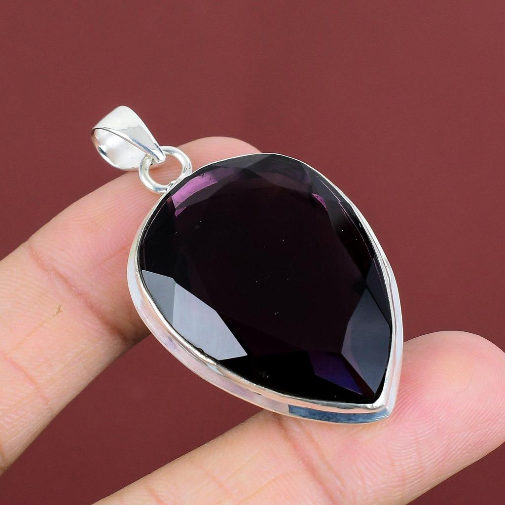 Faceted African Amethyst Pendant Handmade Pendant Real Gemstone Jewelry 925 Sterling Silver Pendant Unique Design Pendant Anniversary Gifts