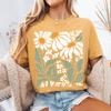 Vintage 70s Boho Daisy Flower Shirt Retro Floral Graphic Tee Hippie Size