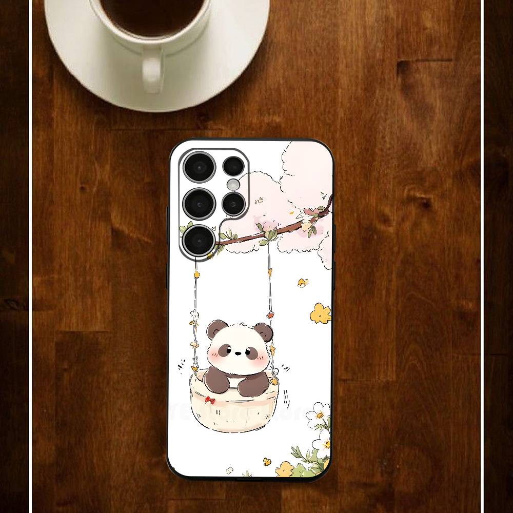 Kawaii Panda Phone Silicone Case For Samsung S24 22 20 23 21 20 Ultra Plus Lite 5G Print Cover