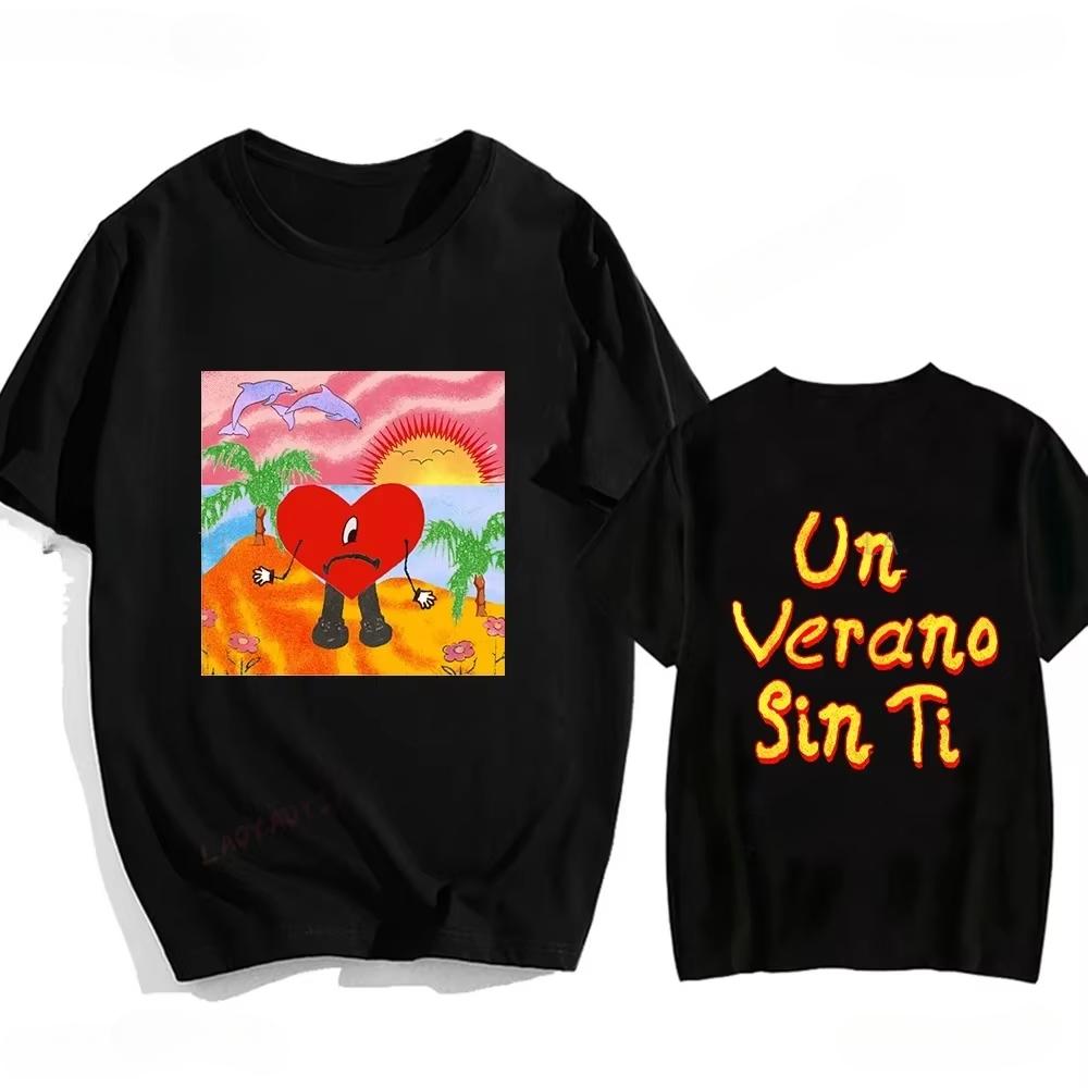 

Bad Bunny UN VERANO SIN TI Music Album Print T-shirt Classic Harajuku Loose Streetwear Women Hip Hop Style Short-sleev Tshirt 3XL
