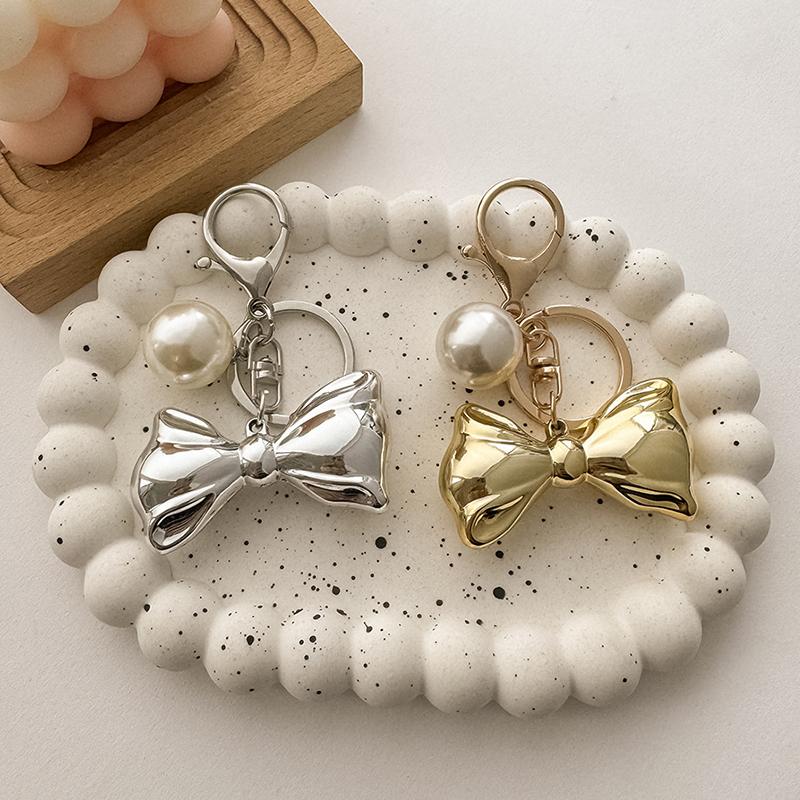 Y2K Große Perle Schleife Schlüsselanhänger Schlüsselring Für Frauen Mädchen Freundschaftsgeschenk Auto Handtasche Dekoration Handgemachter Schmuck