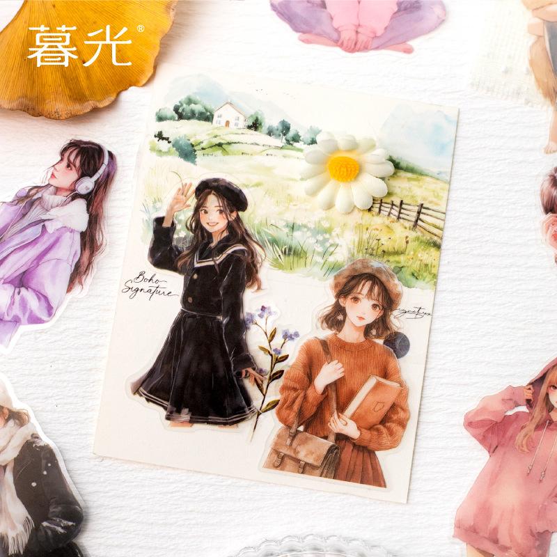 120 Blatt Mode Winter Outfit Mädchen Aufkleber, Trendige Kaltwetterkleidung & Niedliche Illustrationen, Leicht abziehbar für Scrapbooking