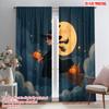 2pcs,2D Plane Printing Contemporary Curtains Witch On Broomstick Moonlit Night Versatile 100% Polyester (without Rod) Room Decor