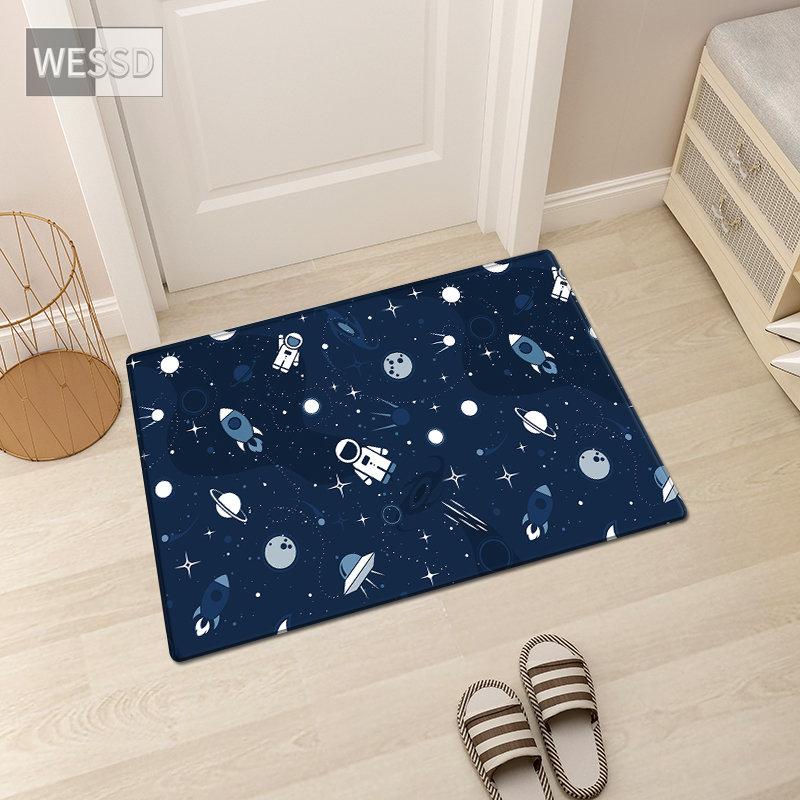 Dětské koberečky Cartoon Space do ložnice Roztomilá podložka Universe Print Koberec Dlouhé Dětské koberečky Dlouhé
