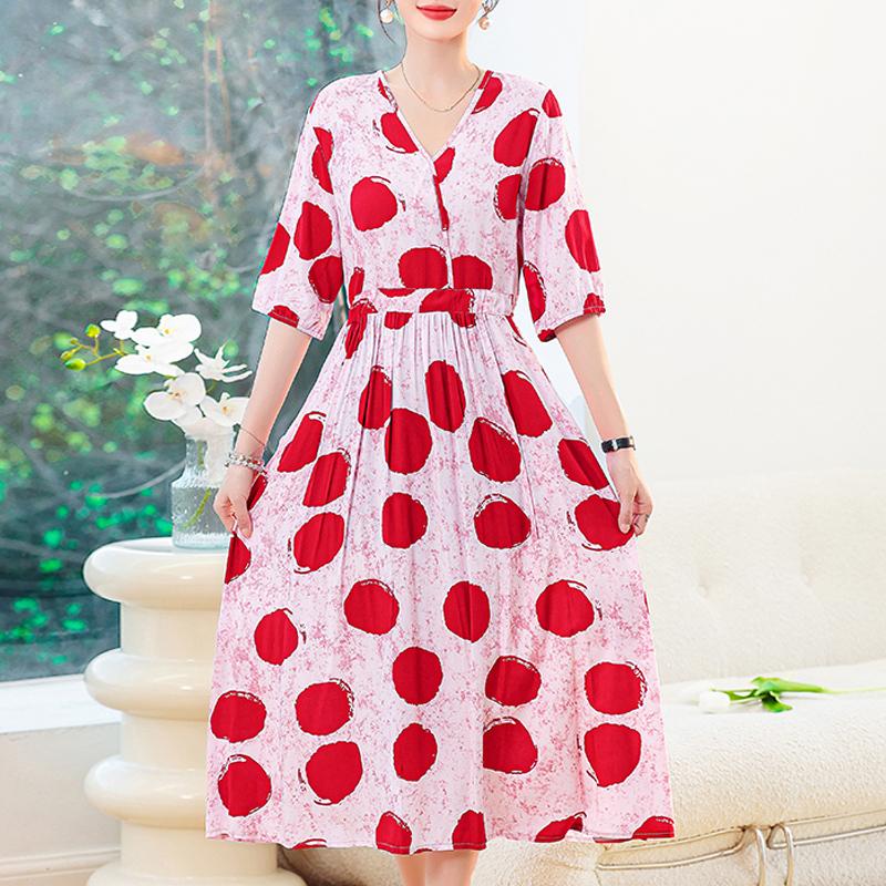 

Элегантные длинные платья с рукавами, большие размеры, свободное винтажное платье, летняя женская одежда среднего возраста XL