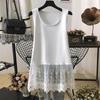 Women Summer Solid Tanks Bow Pattern Hollow Out Lace Patchwork Design O-neck Thin Top