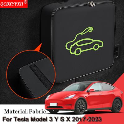 EV Car Charging Cable Storage Carry Bag For Tesla Model 3 Y S X 2017-2022 2023 Charger Plugs Sockets Waterproof Fire Retardant