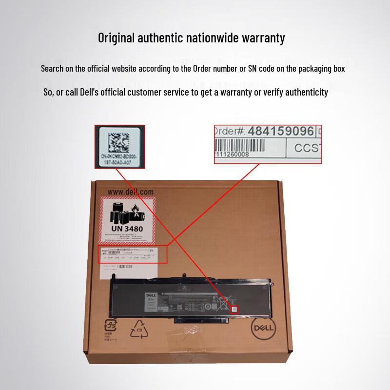 Dell Original 68Wh 4-Cell Laptop Battery (3HWPP) for Precision 3541/3550/3551