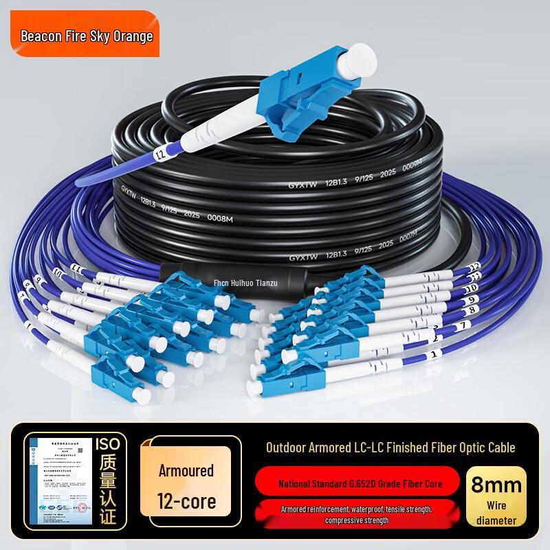 Fenghuo Tiancheng Outdoor Armored Single-Mode LC Fiber Optic Patch Cable