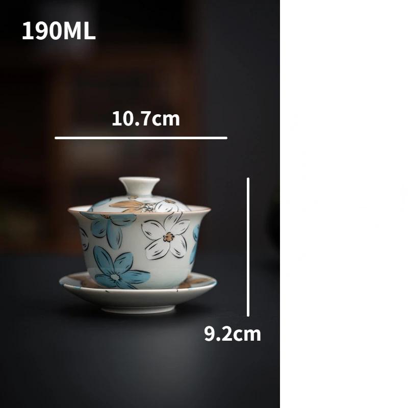 Japanese Cherry Blossom Ceramic Teapot Teacups Creative Ice Gray Glaze Teapot Household Kung Fu Tea Set Tea Storage Jar