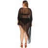 Damen Splicing Mesh Sexy Perspektive Hoodie Strandkleider