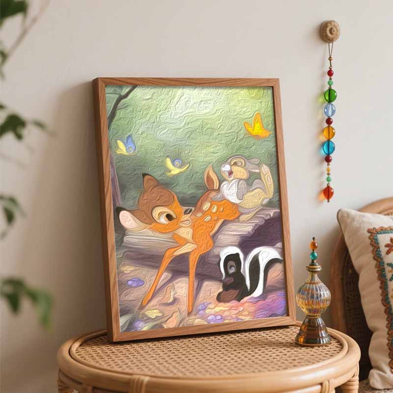 Disney Oil Painting Kit Painting Bambi Forest Friends Home Bedroom Wall Decor Gift