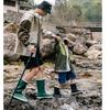 Mode Regenstiefel Herren und Damen Hohe Stiefel Outdoor Camping Watstiefel Kordelzug Angelschuhe Rutschfeste Wasserdichte Überschuhe