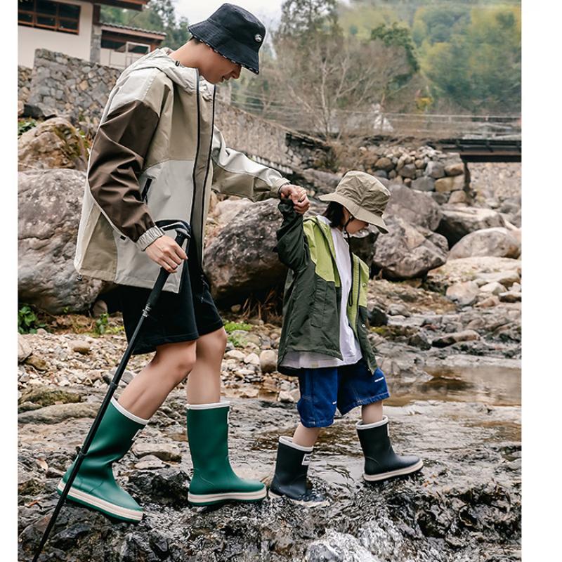 Mode Regenstiefel Herren und Damen Hohe Stiefel Outdoor Camping Watstiefel Kordelzug Angelschuhe Rutschfeste Wasserdichte Überschuhe