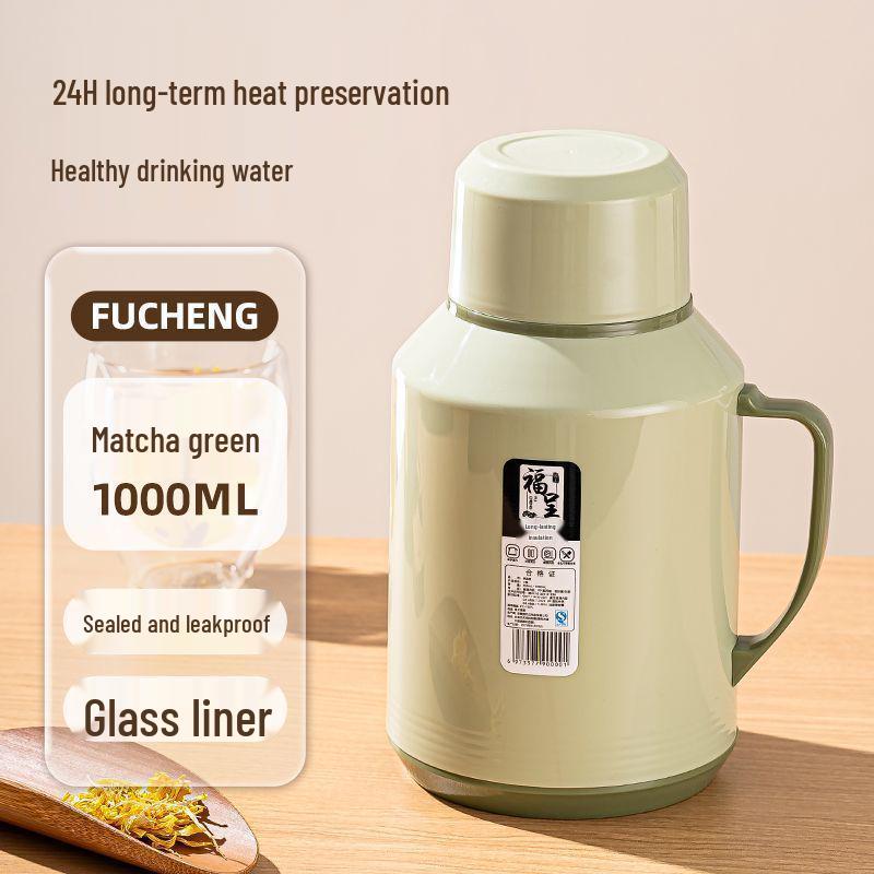 Large Capacity Insulated Water Bottle with Glass Liner - Great for Home or Dormitory Use, Warm Water Thermos
