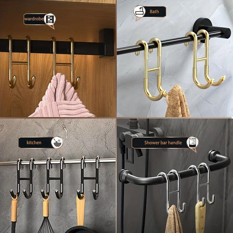 Ganci Per Porta Doccia In Acciaio Inox 304 – 2 Pezzi, Nero Opaco, Senza Foratura