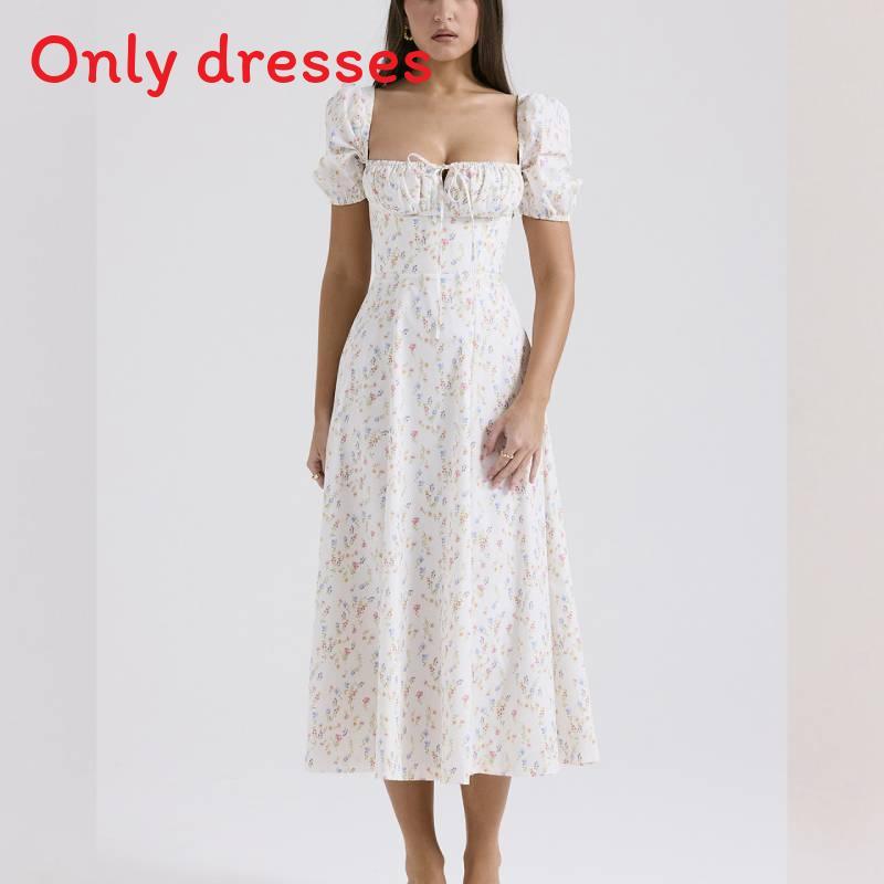 French Style Floral Sleeveless Dress With Polyester Fabric For Elegant Women