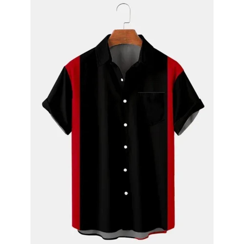 Hawaiian Men's Striped Shirts For Blouse Men Camisa Social Short Sleeve Casual Top Oversized Gym Clothing Fashion Male Vintage