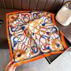 Luxury Vintage Printed Silk Like Square Scarf For Women