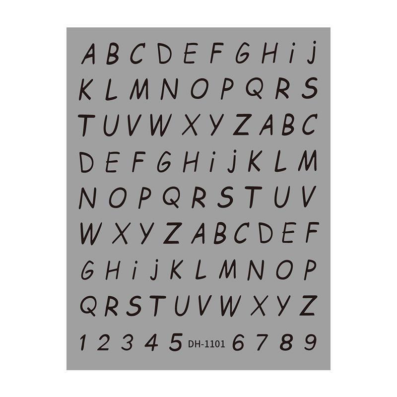 Redanco 3D Flat Nail Art Stickers - Hot Stamped English Letter Decals (DH-1101)
