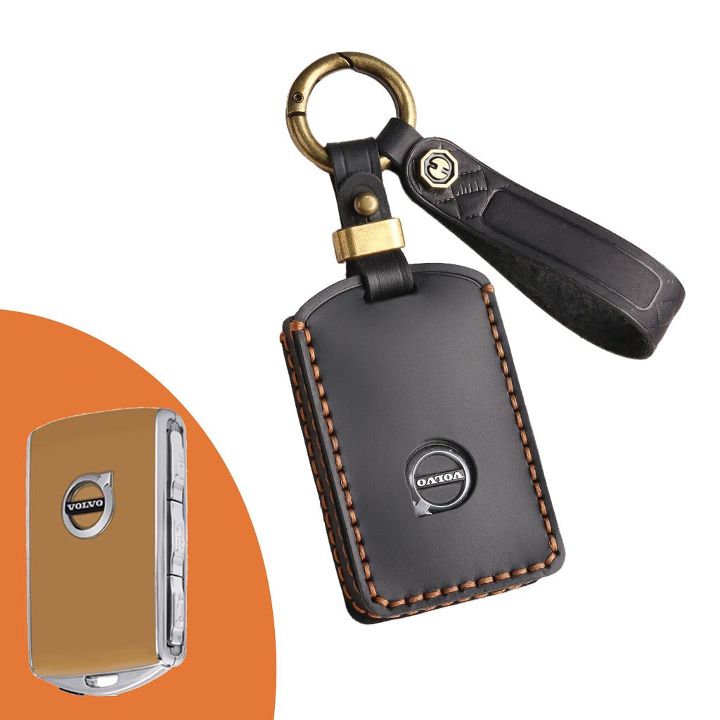 Crazy Horse Leather Special Car Special Car Key Cover, First Layer Cowhide Key Bag, Genuine Leather Shell Buckle, Suitable for Volvo