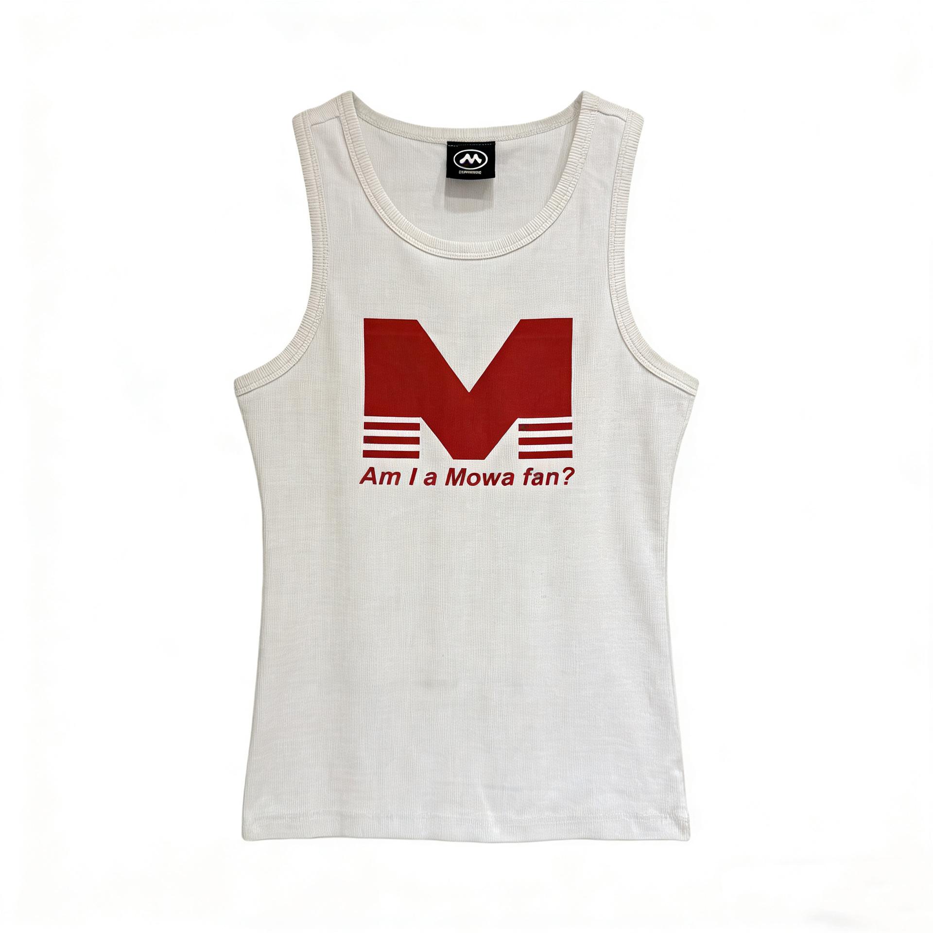 Mowalola M red slogan Am I a Mowa fan printed slim fit men s and women s same short sleeves M