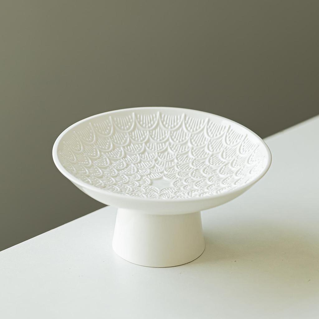 Elegant Ceramic Fruit & Dessert Plate with High Base – Luxurious Tableware for Cold Dishes