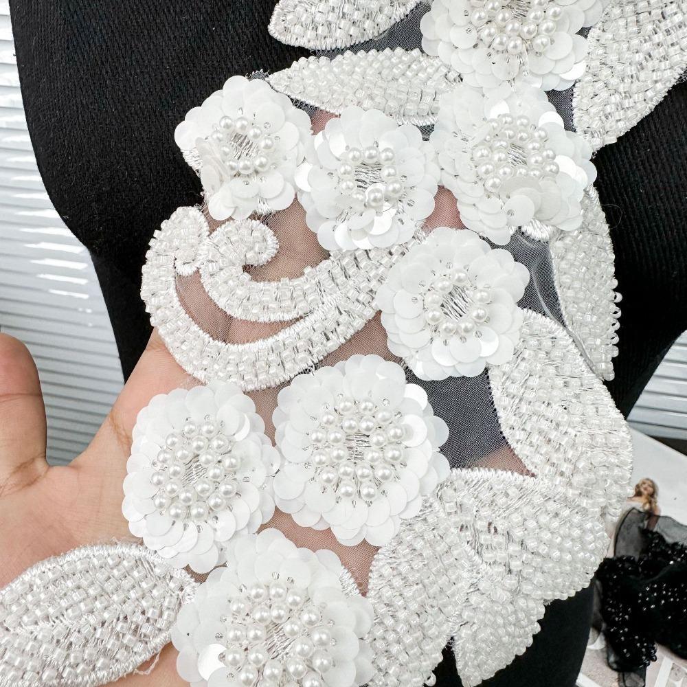 Embroidery Flower Mesh Sequin Embroidery Patches Decorative Clothing Sew Patches  Clothes
