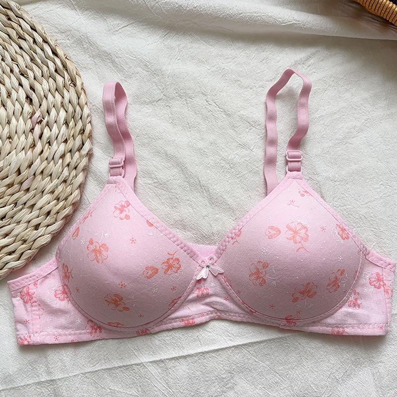 Women's Printed Wireless Push-Up Bra with Two-Row Buckle