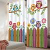 Set Of 2 Flat Printing Party Window Curtains Colorful Owls Branch Digital Printed Polyester Drapes Festive Use Curtain