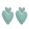 Digadagu Metallic Colorful Rhinestone Heart Earrings Women's Pop Exaggerated Dangle Earrings Party Jewelry Accessories