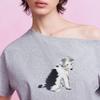 Only Sketchy Dog Print Boat Neck T-Shirt