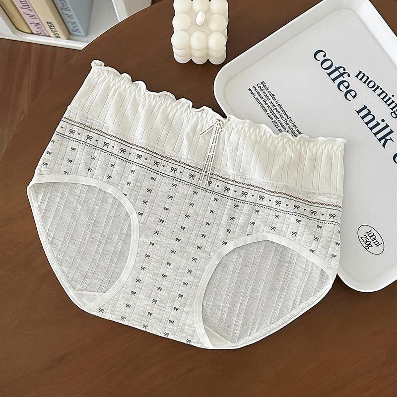 Women's Summer Jacquard Cotton Fake Two Design Feel Fungus Edge 10A Antibacterial Crotch Waist Triangle Briefs