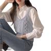 2024 Autumn Japanese Cable Knit Vest & Sleeveless Shirt Set - Slimming, Layered Ins Style