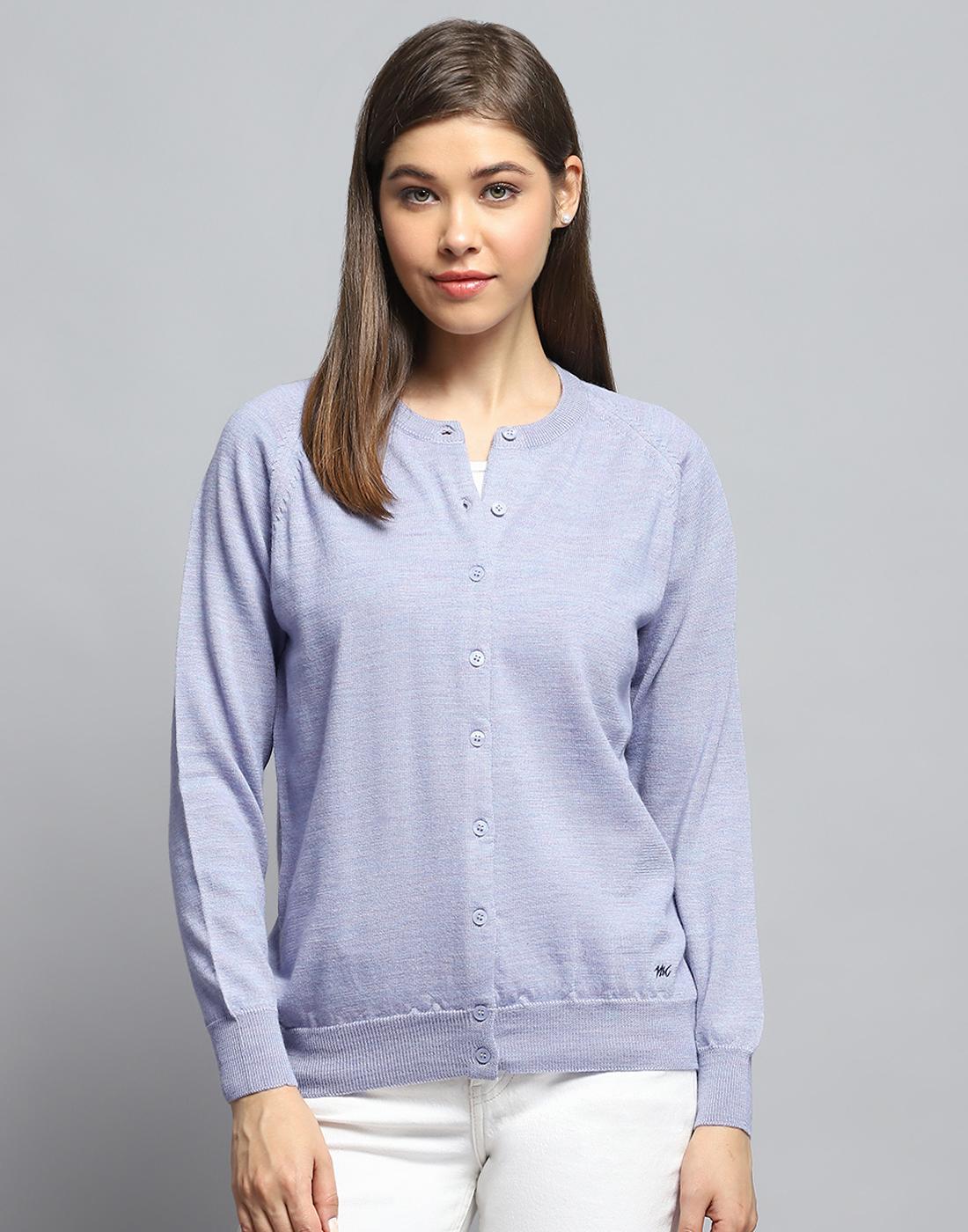 

Monte Carlo Womens Solid Lavender Round Neck Full Sleeve Cardigan XL лавандовый