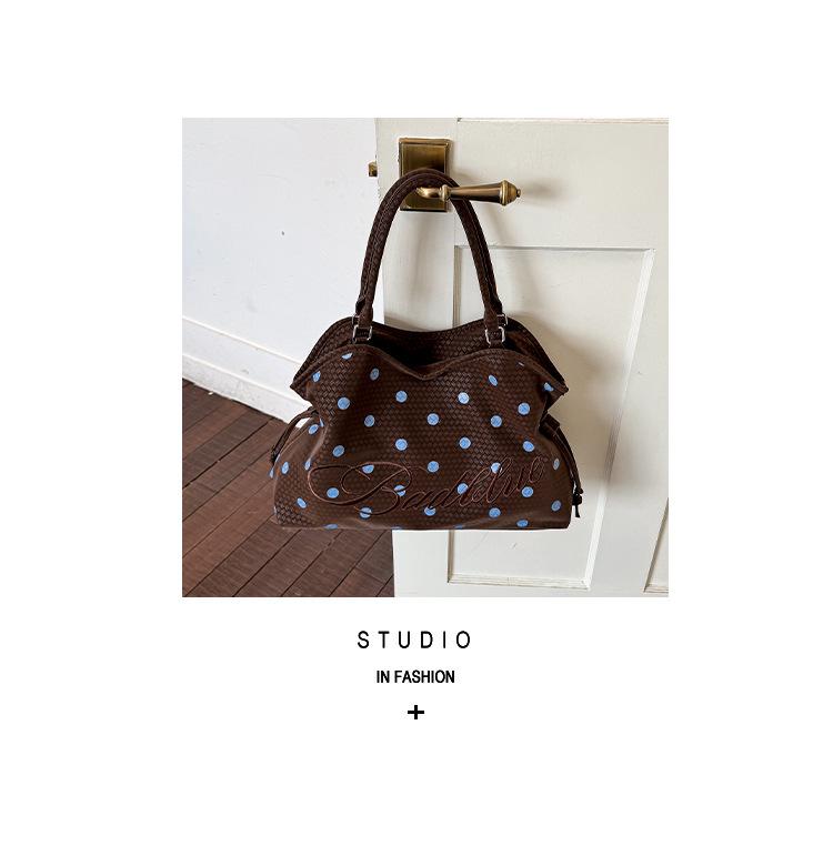 2026 Korean Fashion Polka Dot Large Capacity Ballet Style Tote & Shoulder Bag