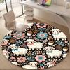 1PC Sheep Floral Office Round Area Rug, Mat Suitable For Office, Under Office Chairs Bedroom Living Room Home Decor, Room Deco