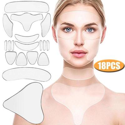 Set di cerotti antirughe in silicone per viso, collo e petto, cerotti lifting leviganti riutilizzabili per fronte, occhi, collo e décolleté
