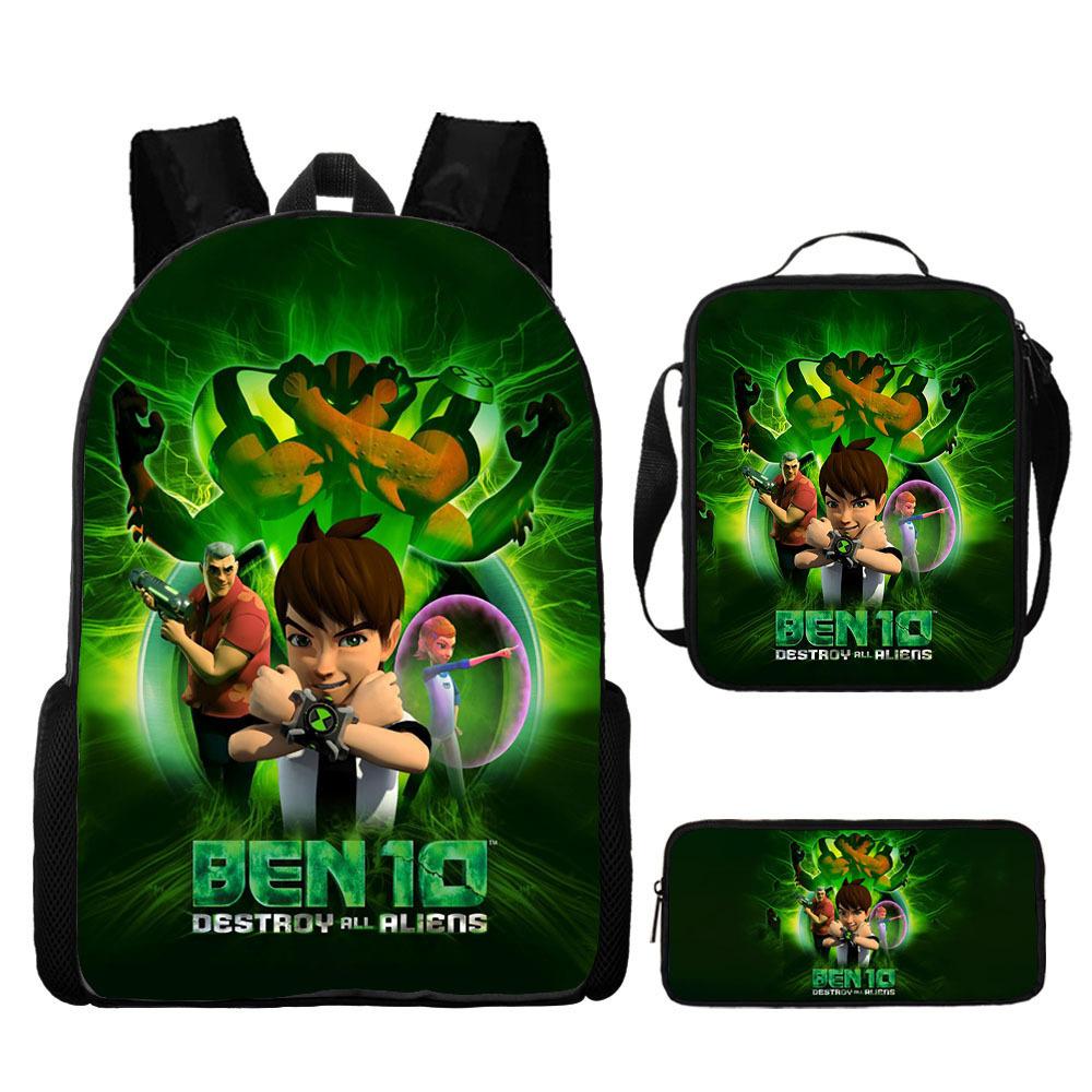 Less Hacker Backpack Ben 10 Student School Bag Anime Cartoon Backpack Lunch Bag Satchel Pencil Case