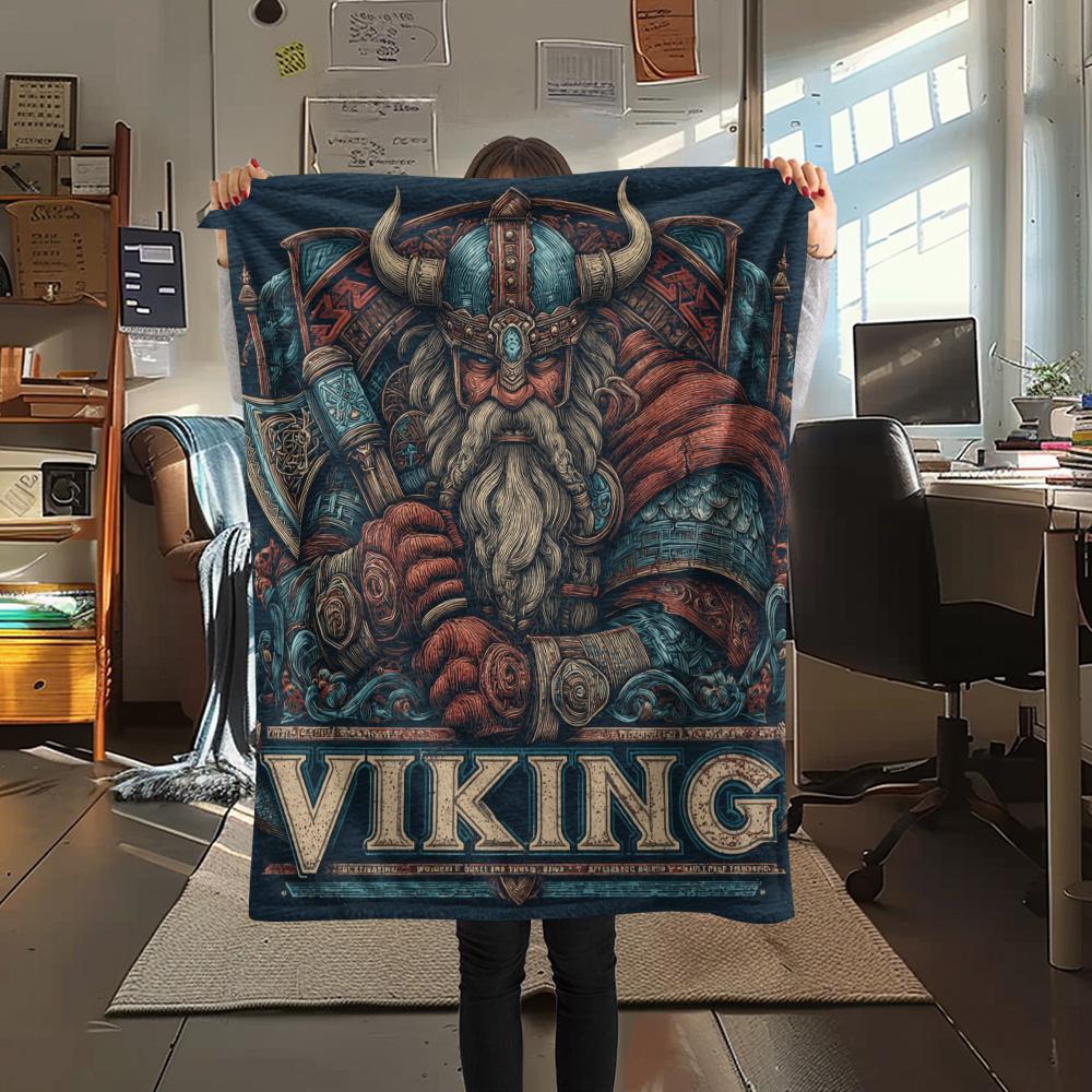 Viking Warrior  Print Flannel Blanket, High quality Comfortable for All Seasons, Home Decor, Warmth and Comfort