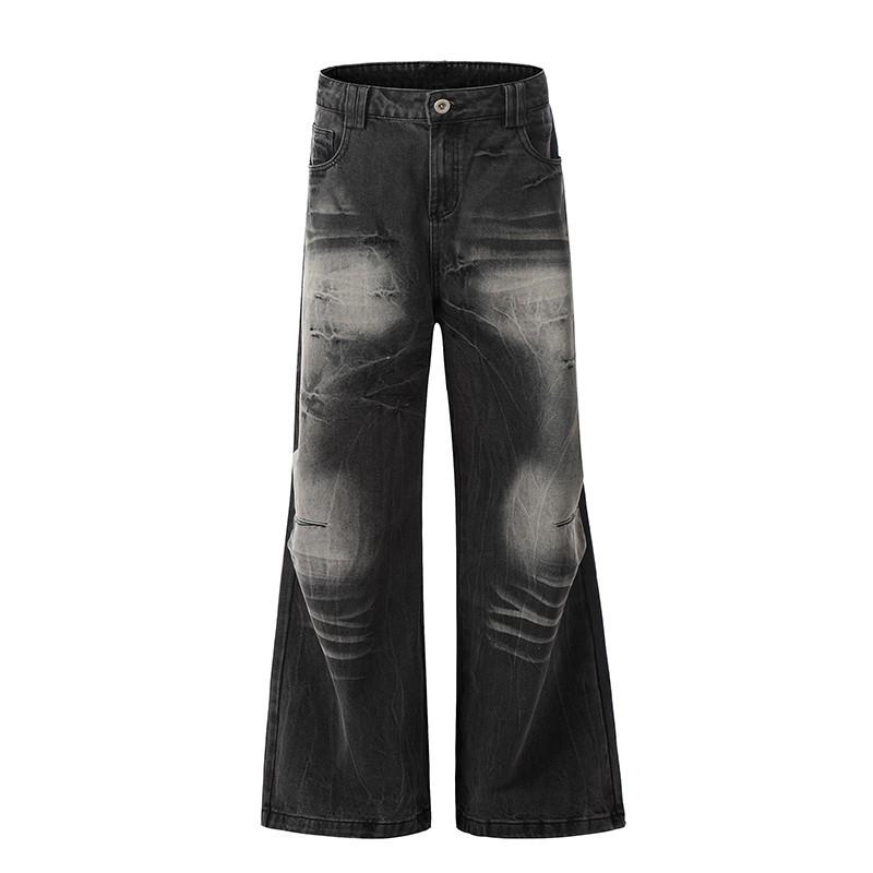 Trendige amerikanische Distressed Wide-Leg Jeans für Männer & Frauen