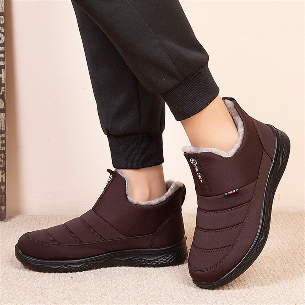Men's Boots Shoes Large Size Winter Flat-bottomed Water-repellent and Velvet Warm High-top Ankle Snow Boots Waterproof Shoes