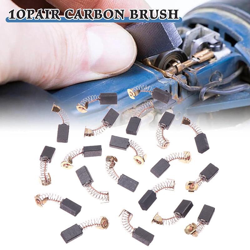 

10 пар угольных щеток для мини-дрели, электрической шлифовальной машины, сменные графитовые щетки, графитовые щетки для угловой шлифовальной машины, аксессуары для электроинструментов 10Pair