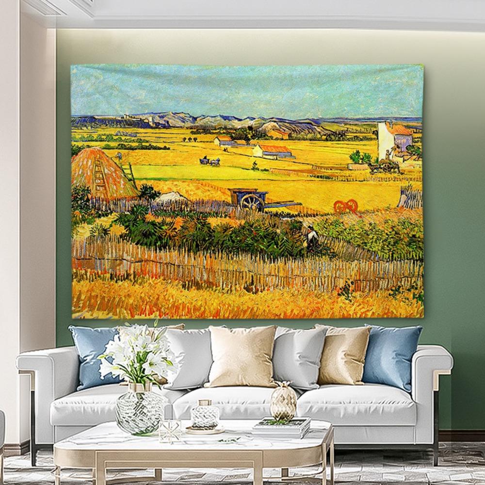 Nordic Style Oil Painting Background Cloth, INS Hanging Cloth, Bedroom, Dormitory, Guesthouse Decoration, Bedside Background Wall Cloth, Tapestry