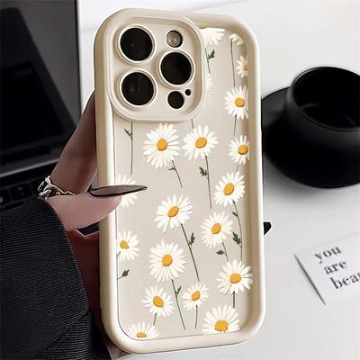 Daisy Flower Silicone Phone Case For iPhone 13 Case iPhone 11 12 14 15 16 Pro Max XR X XS 7 8 Plus SE 2 3 Soft Shockproof Cover