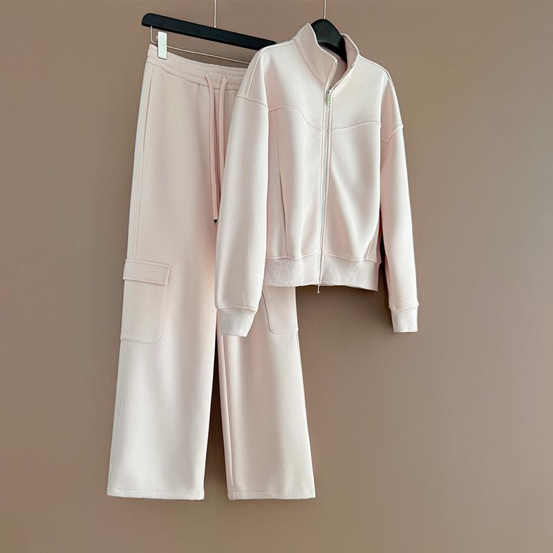 Korean-Style Women's Spring/Autumn Sportswear Set: Loose Hooded Sweatshirt & Wide-Leg Pants