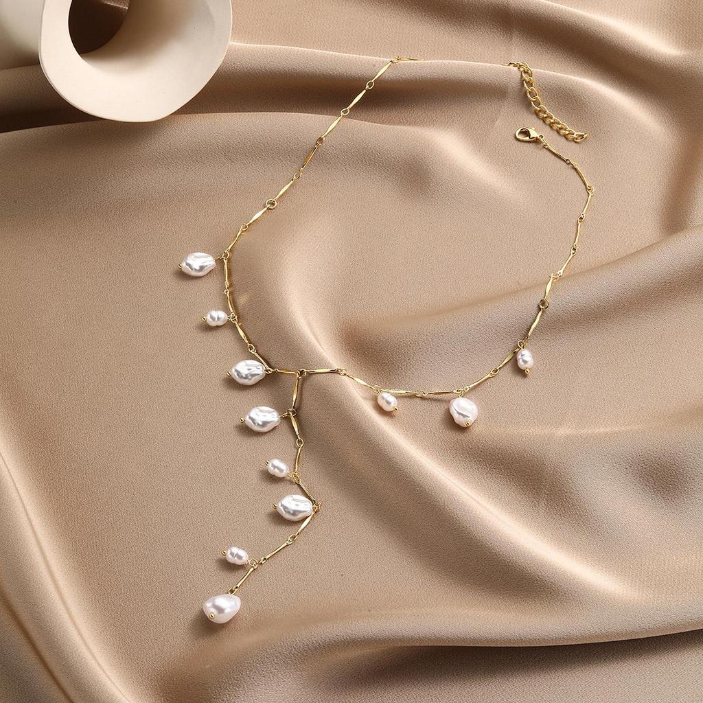 Elegant Y-Shaped Pearl Necklace - Light Luxury, Long Design