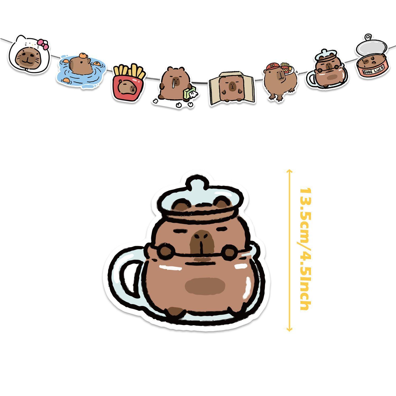 Cute Capybara-Themed Birthday Party Decorations: Balloons, Animal-Shaped Decorations, Capybara Party Banners, Backdrops, and Decorative Accessories no pump