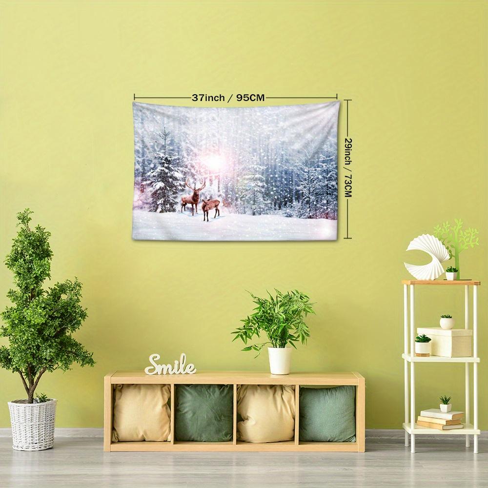 1pc Christmas Snow Mountain Tapestry Wall Hanging, Room Decor, Bedroom Decor, Living Room Background, Natural Style Backdrop Cloth, Tapestry